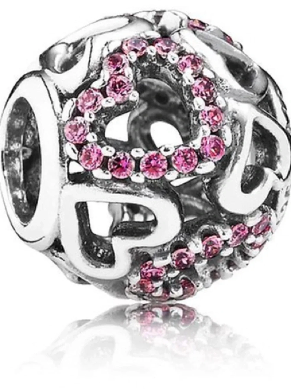 RETIRED Pandora “Falling in Love” Openwork Charm #791424CZS - Picture 2 of 2